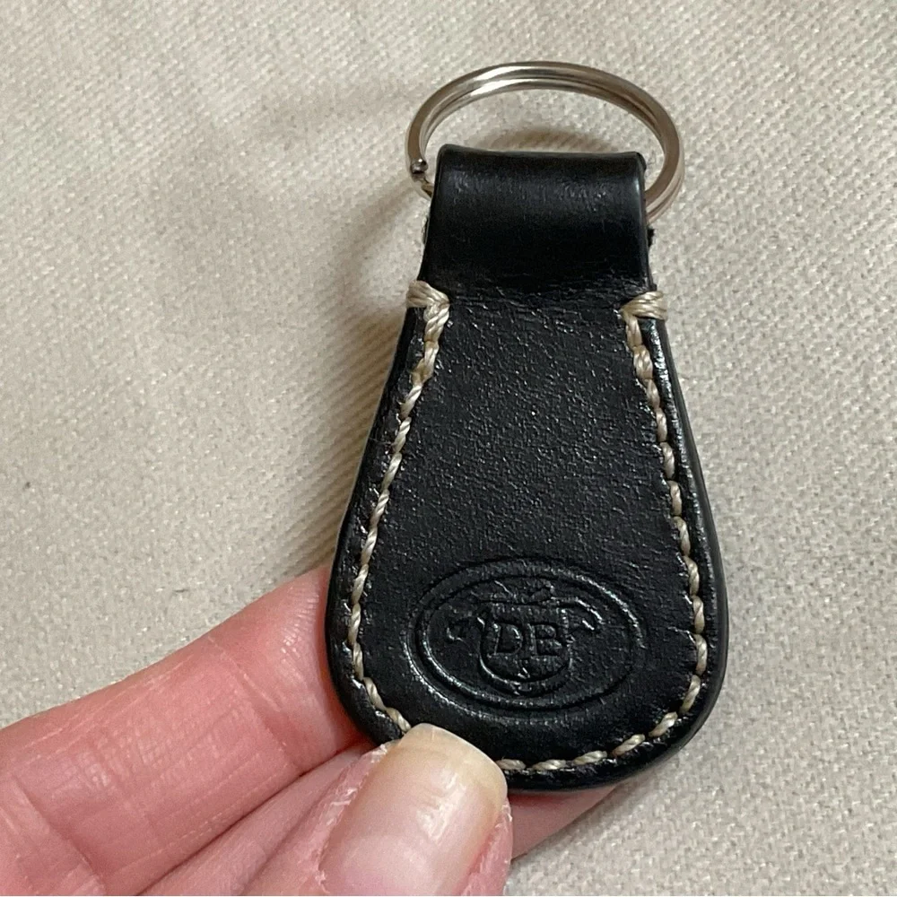 Dooney & Bourke Black Leather Key Ring Key Fob
